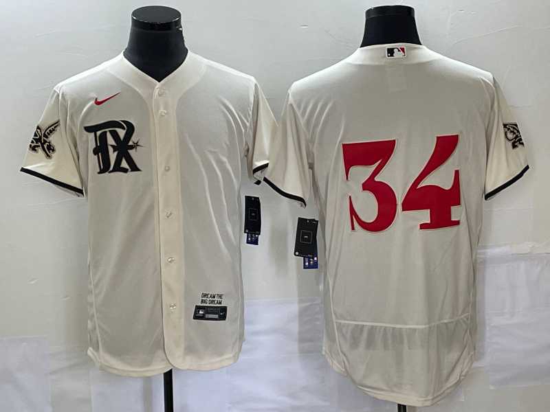 Mens Texas Rangers #34 Nolan Ryan Cream 2023 City Connect Flex Base Stitched Jersey->texas rangers->MLB Jersey
